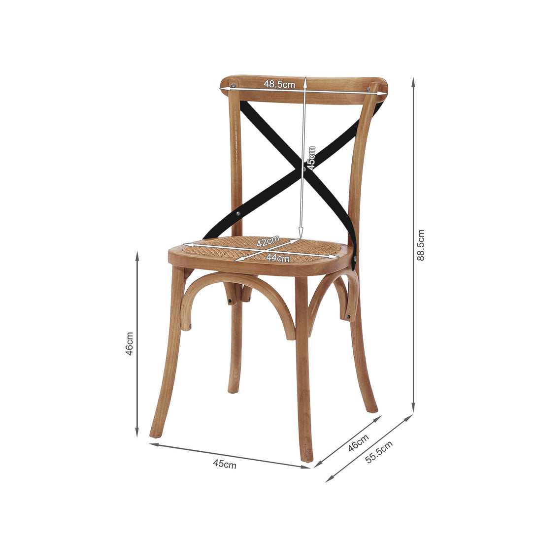 Aaron Dining Chair with Rattan Seat - Set of 2 - Oak