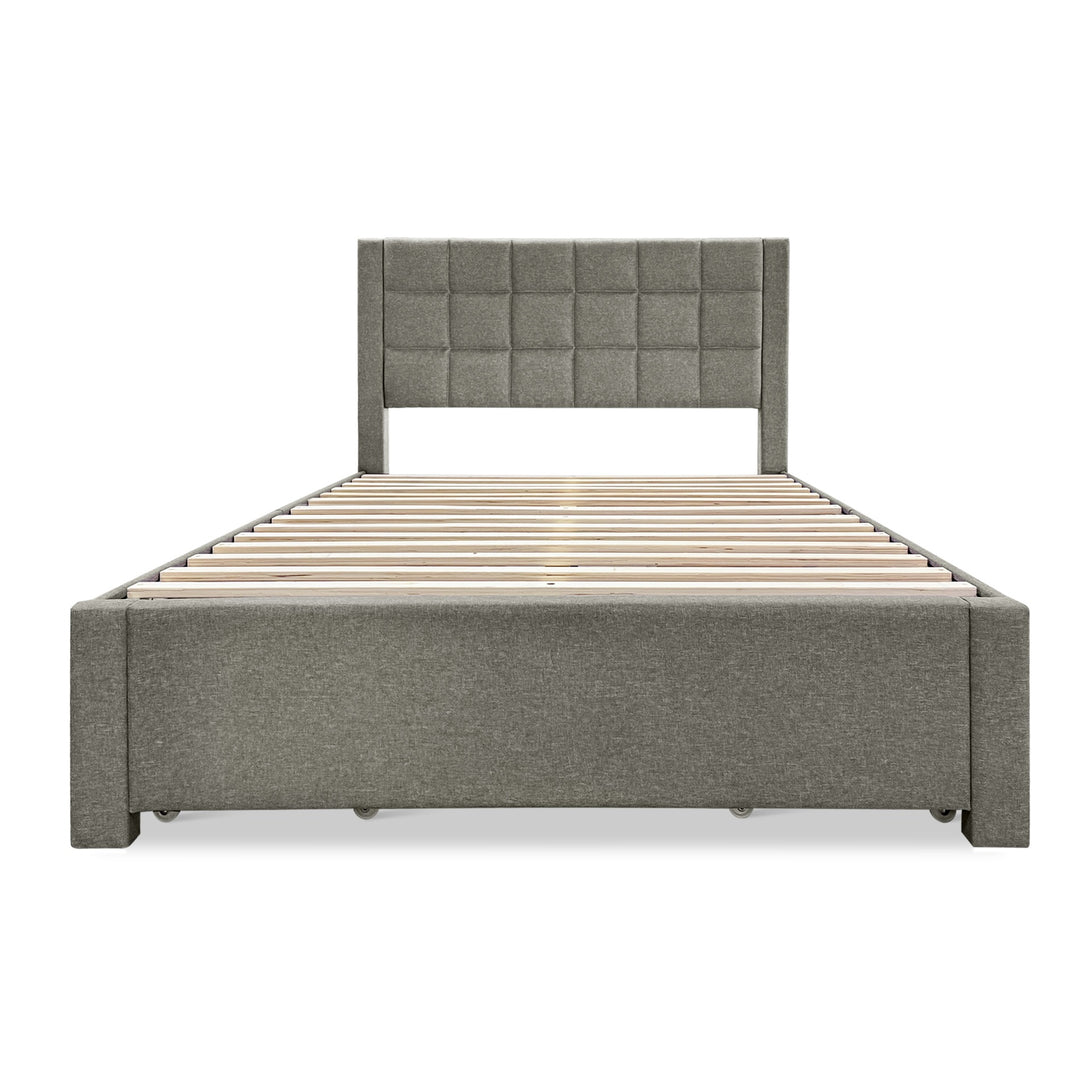 Denali Double Bed Frame with 4 Drawers - Light Grey