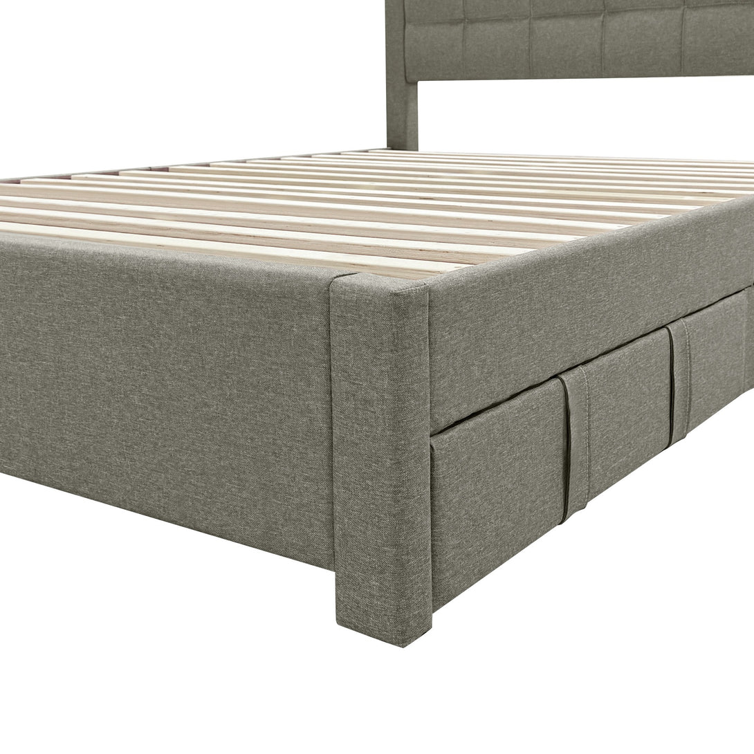 Denali Double Bed Frame with 4 Drawers - Light Grey