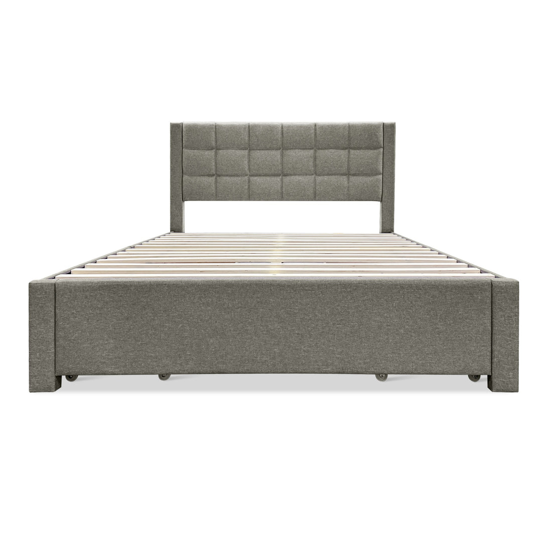 Denali Queen Bed Frame with 4 Drawers - Light Grey