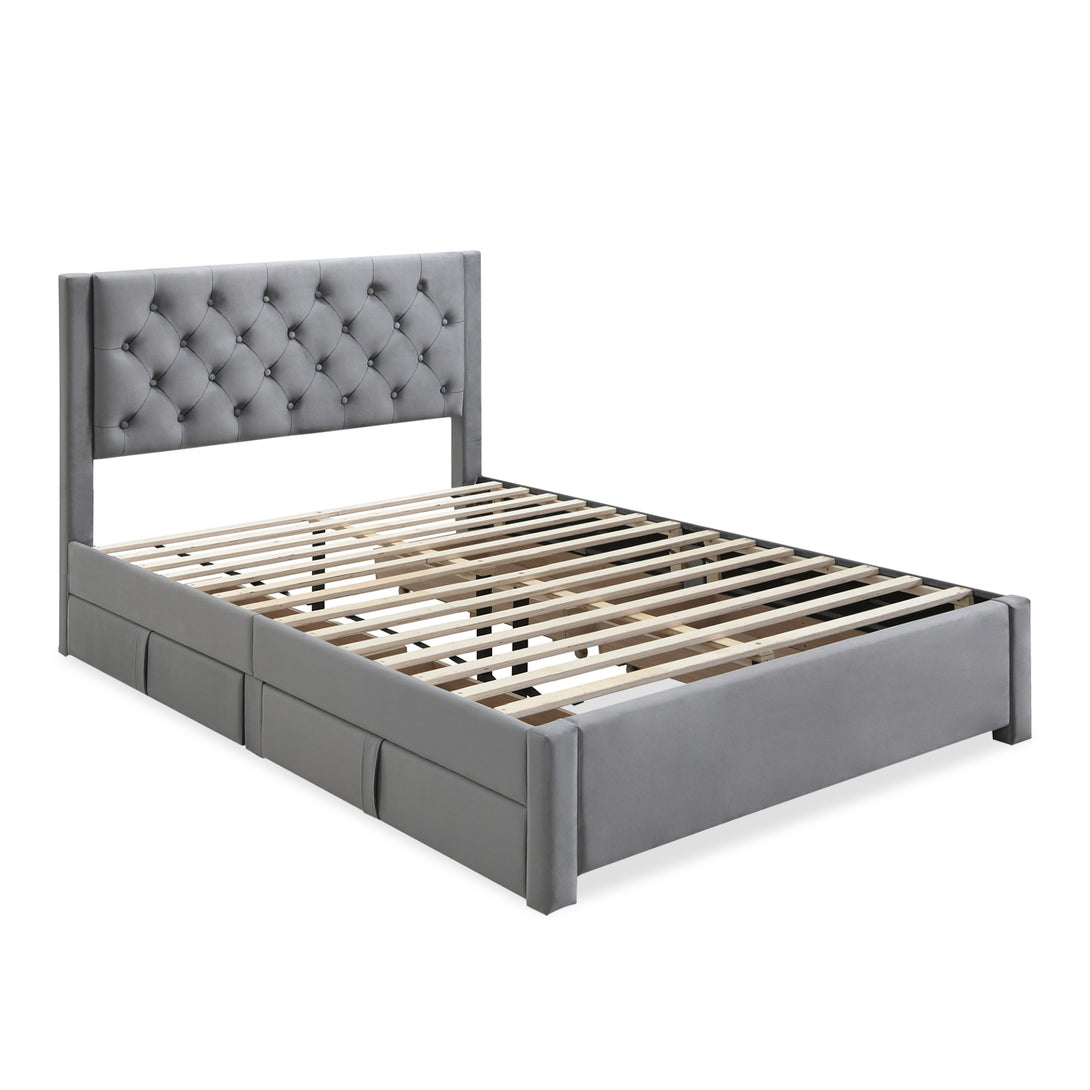 Montana Double Bed Frame with 4 Drawers - Grey