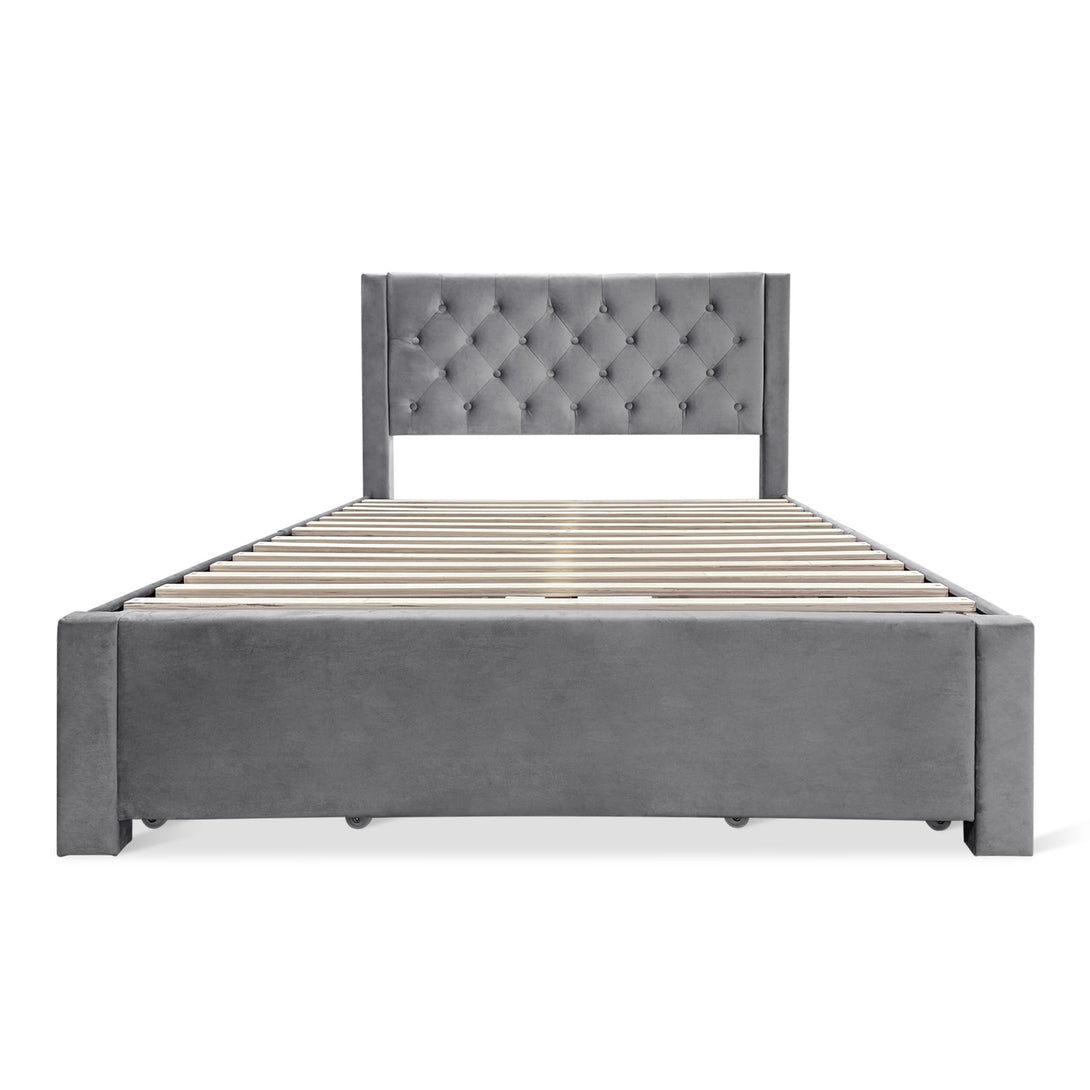 Montana Double Bed Frame with 4 Drawers - Grey