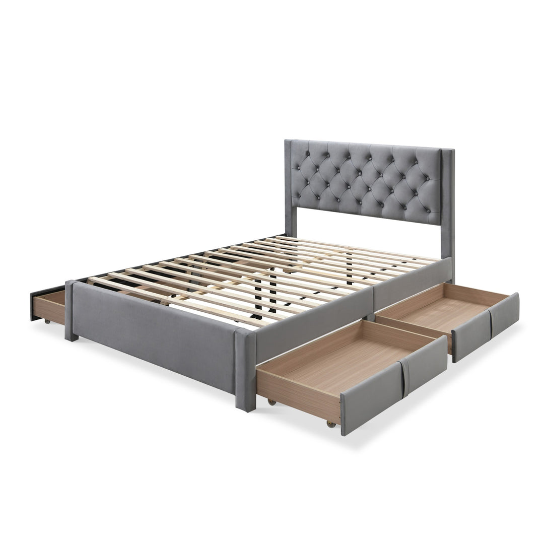 Montana Double Bed Frame with 4 Drawers - Grey