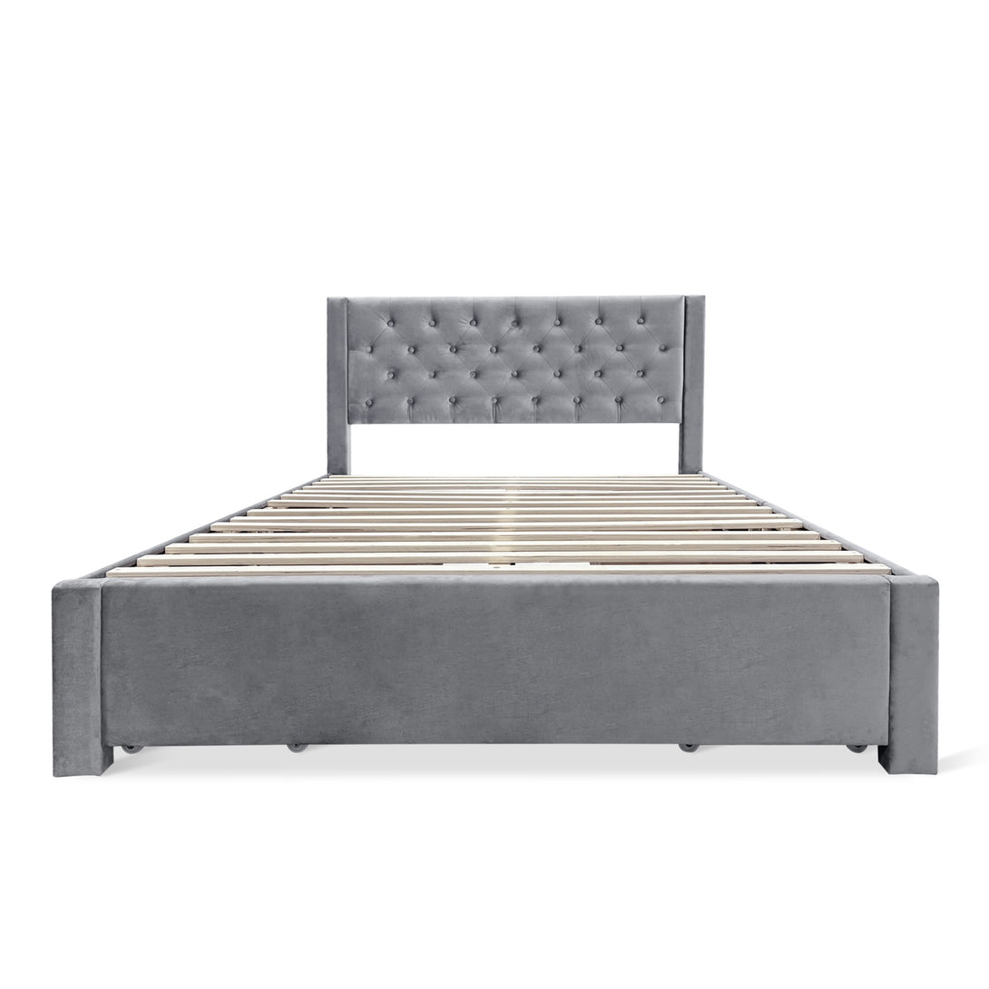 Montana Queen Bed Frame with 4 Drawers - Grey