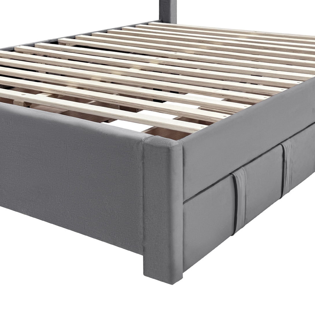 Montana Queen Bed Frame with 4 Drawers - Grey