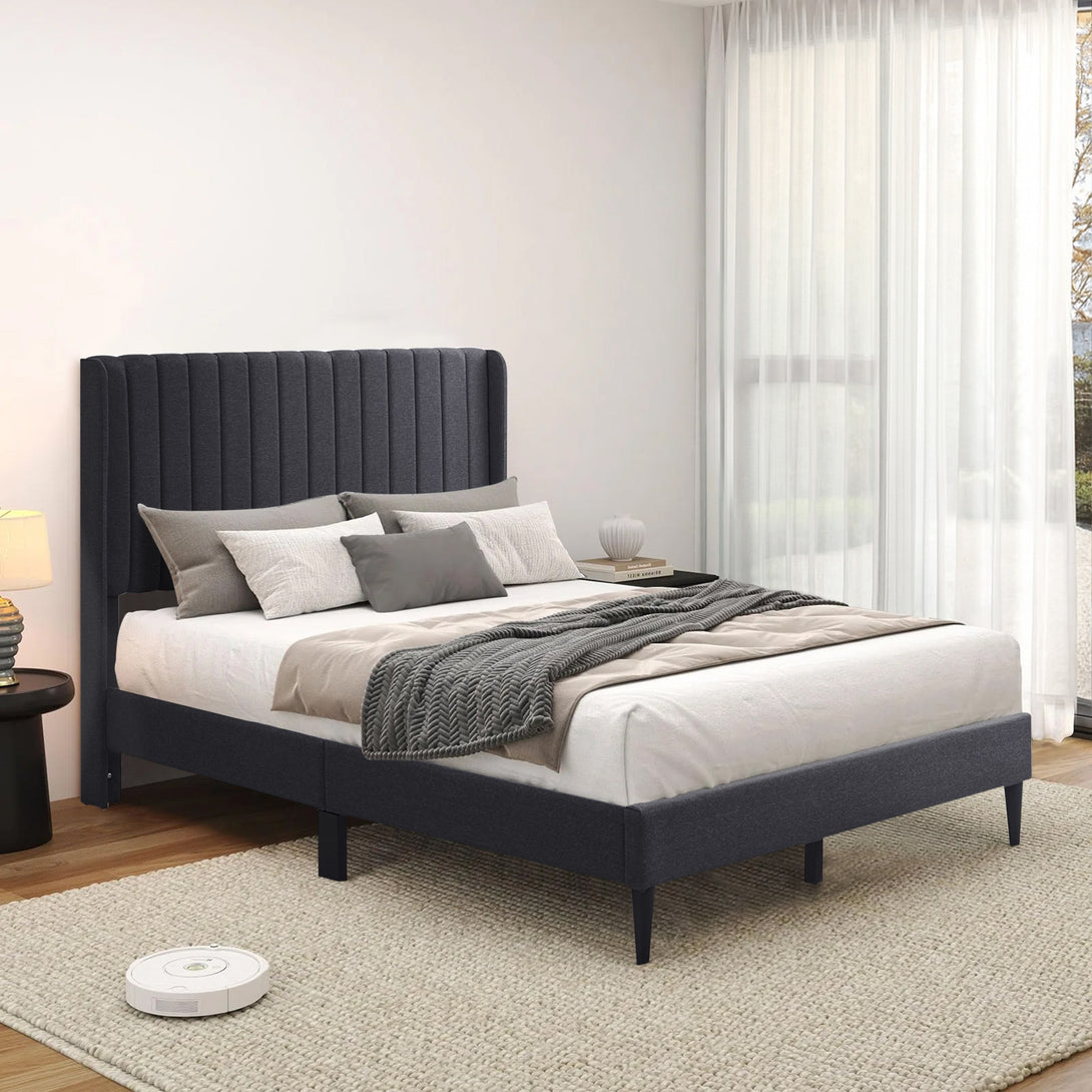Simien Double Fabric Bed Frame - Mid Grey