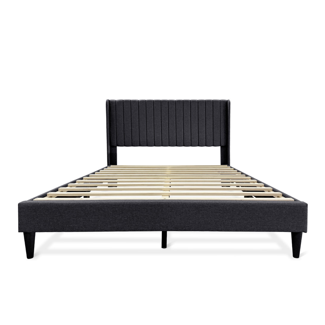 Simien Queen Fabric Bed Frame - Mid Grey