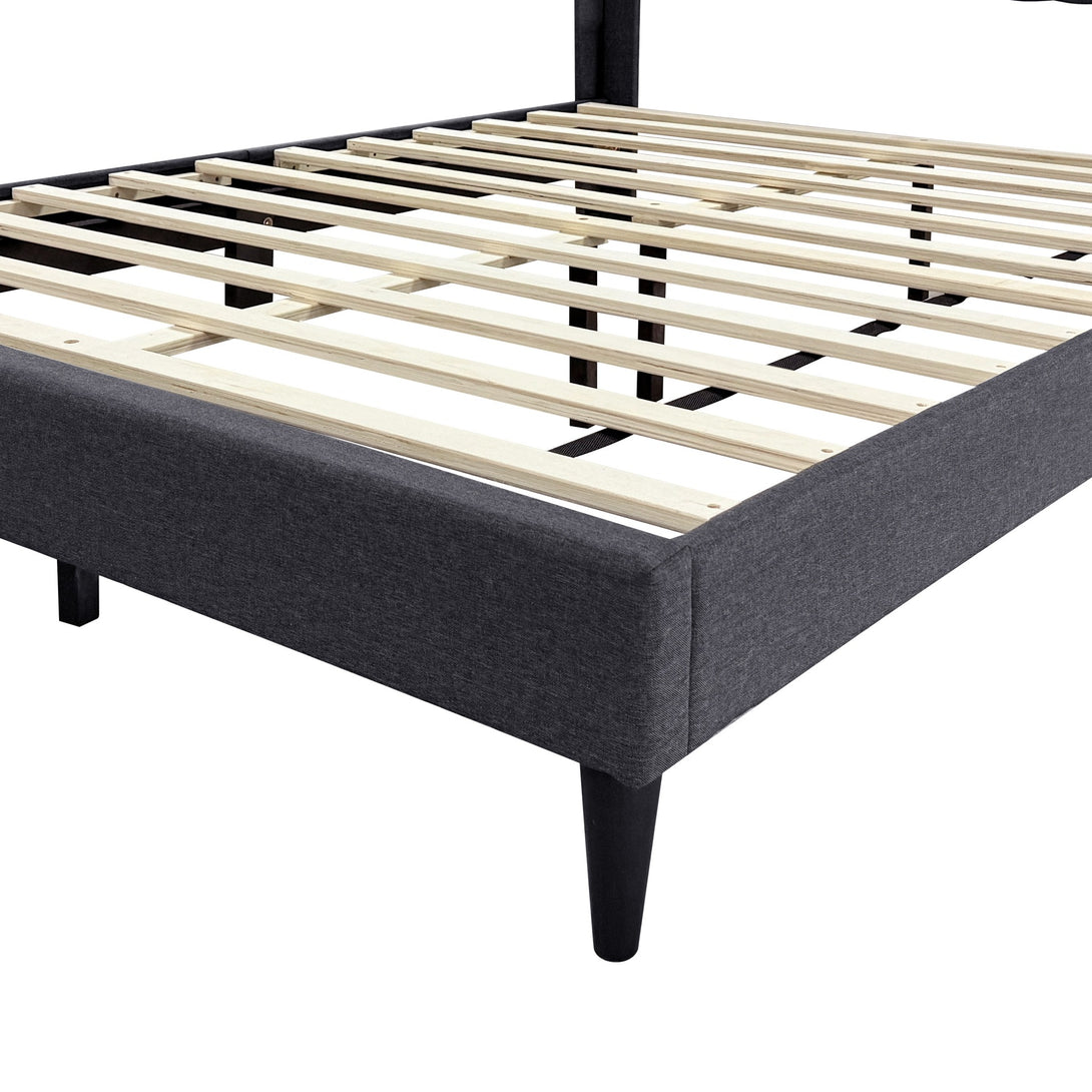 Simien Queen Fabric Bed Frame - Mid Grey