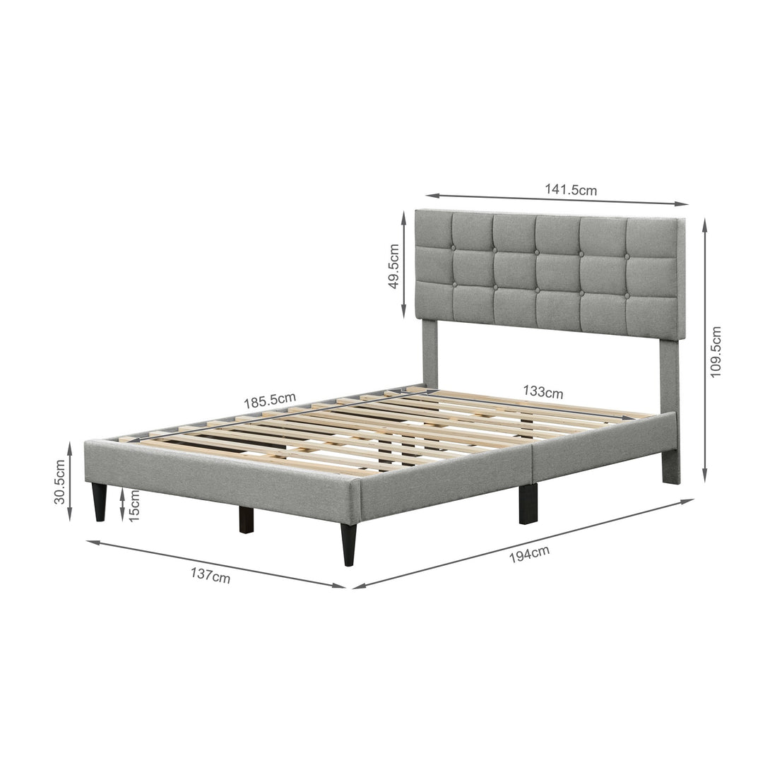 Aspen Double Fabric Bed Frame - Stone