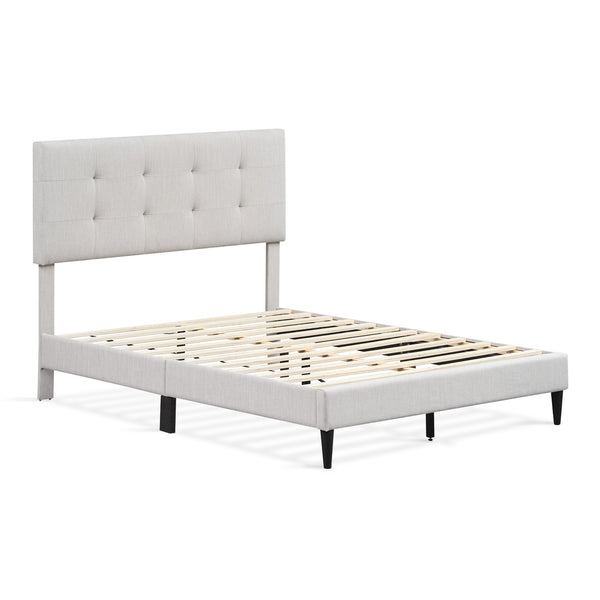  Mitre Double Fabric Bed Frame - Stone