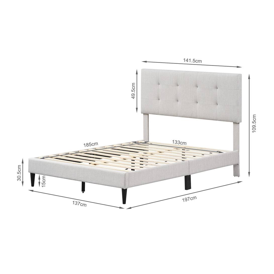  Mitre Double Fabric Bed Frame - Stone