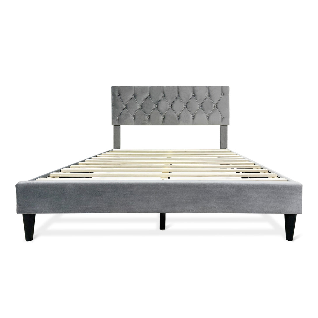 Rila Double Velvet Bed Frame - Grey