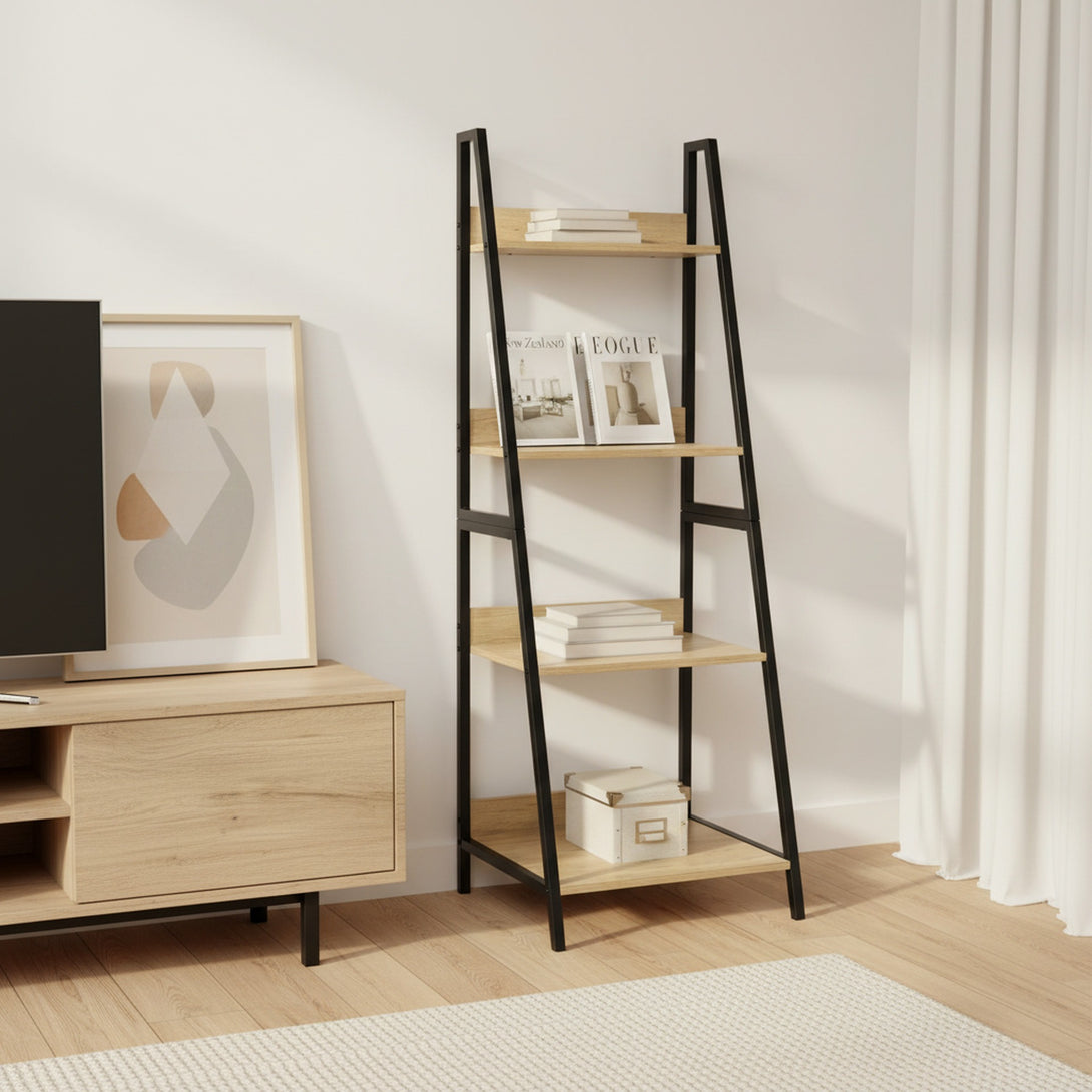 Trestle 4 Tier Ladder Storage Shelf - Oak