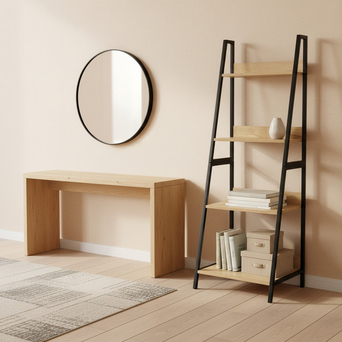 Trestle 4 Tier Ladder Storage Shelf - Oak