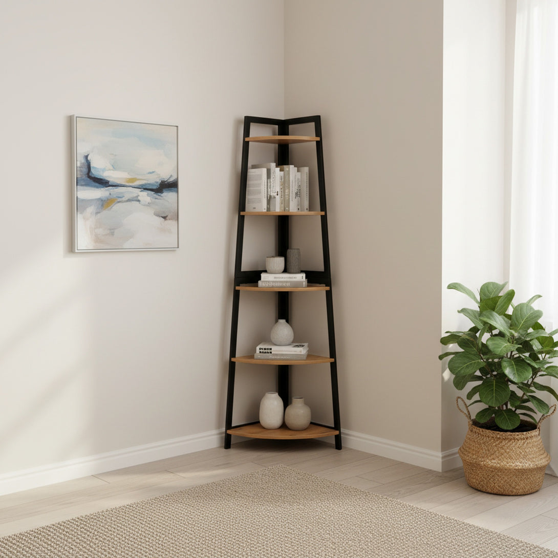 Quoin 5 Tier Corner Shelf - Natural