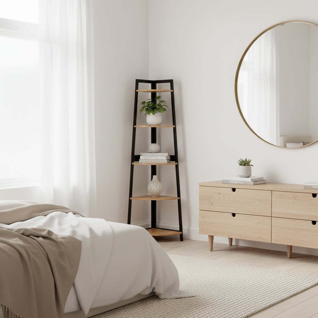 Quoin 5 Tier Corner Shelf - Natural