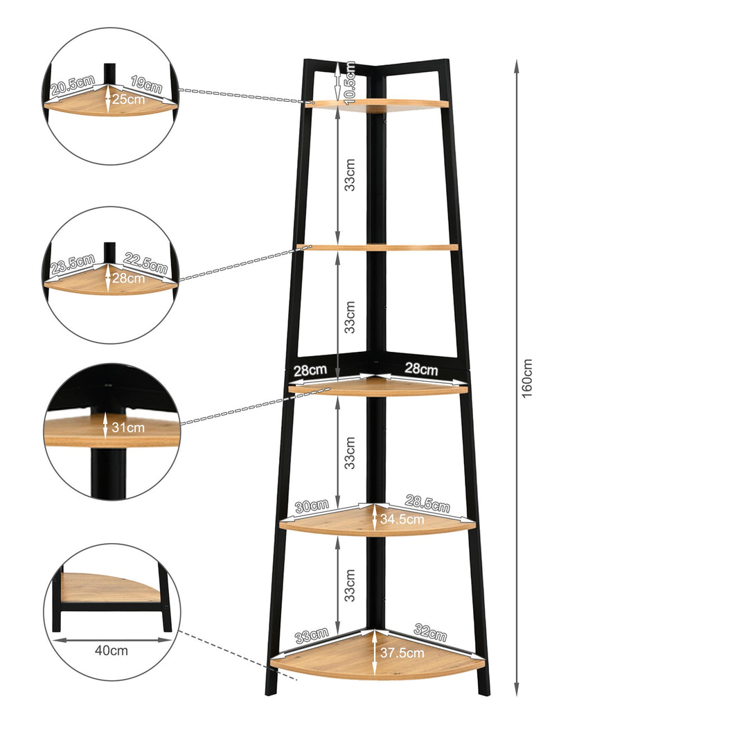 Quoin 5 Tier Corner Shelf - Natural