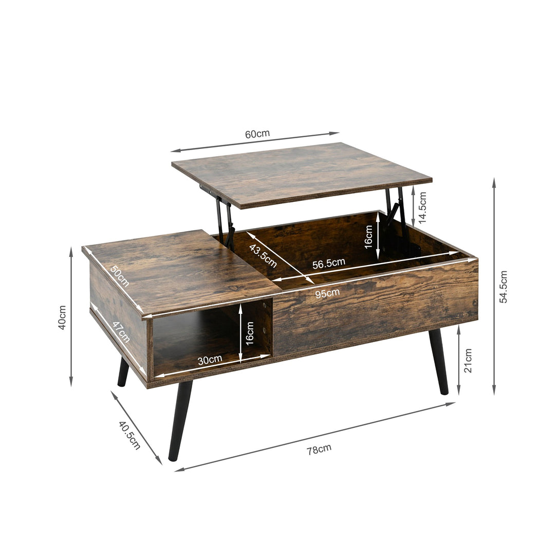 Elevate Lift Top Coffee Table - Rustic Brown
