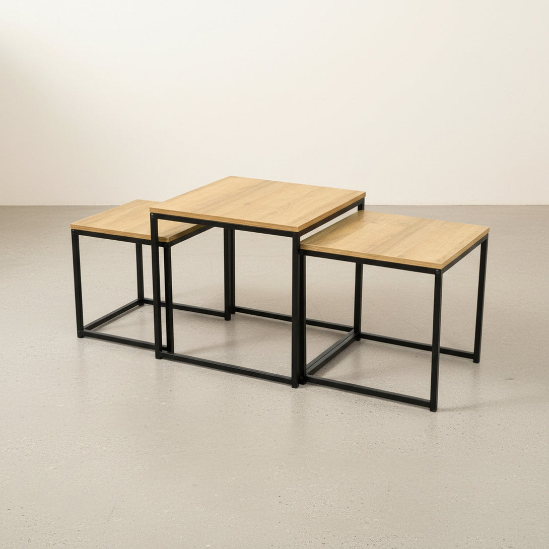 Trio 3 Piece Nesting Coffee Table Set - Oak