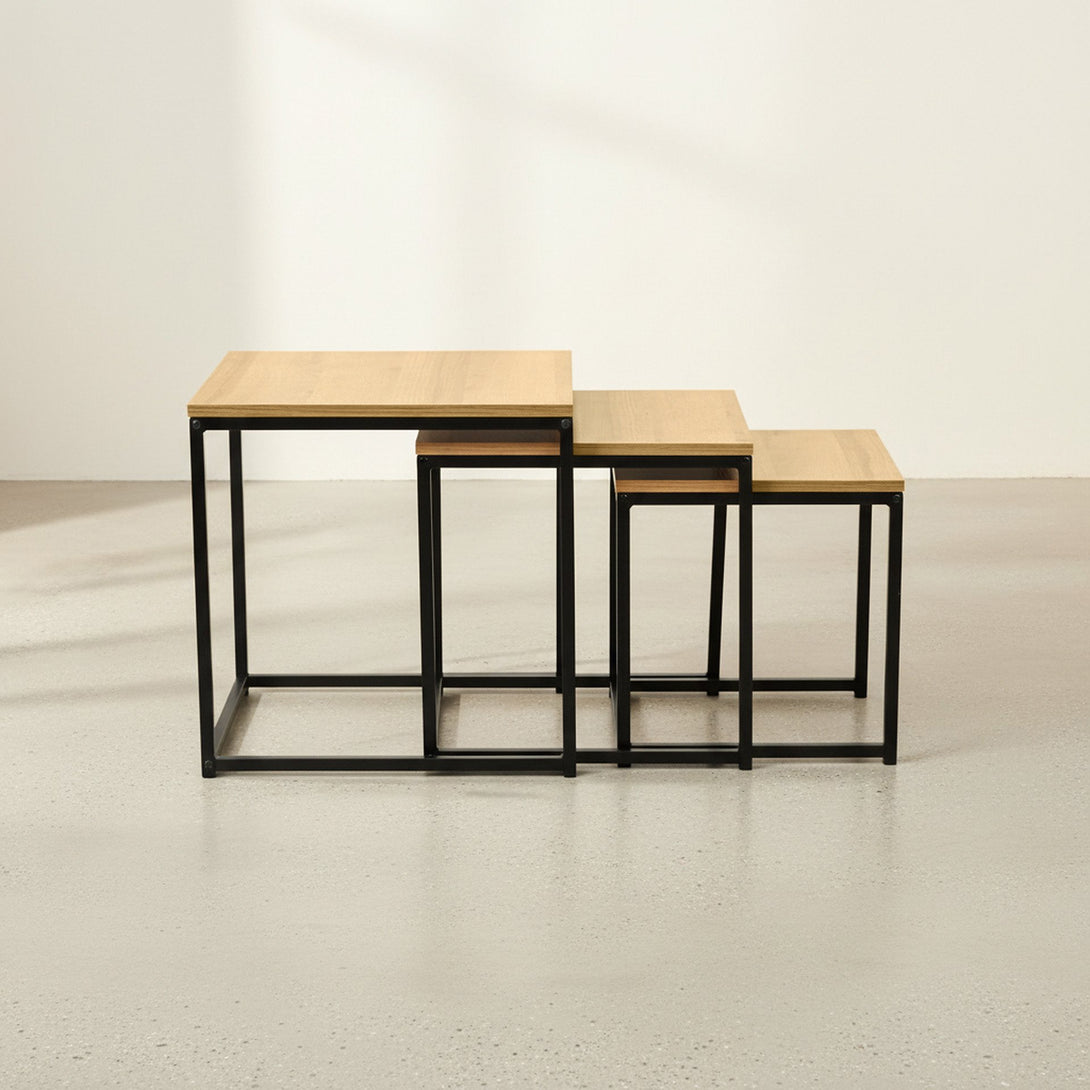 Trio 3 Piece Nesting Coffee Table Set - Oak