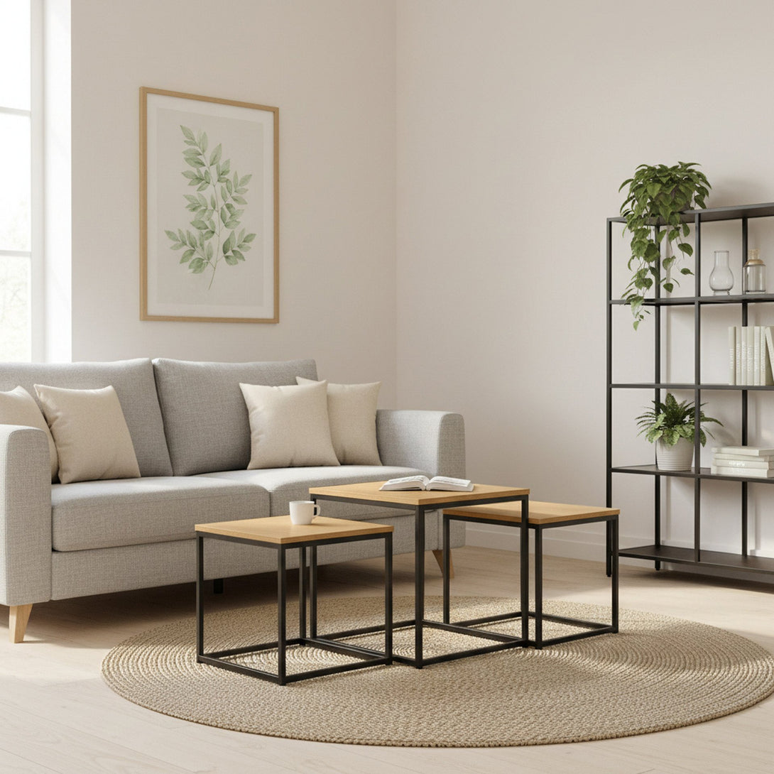 Trio 3 Piece Nesting Coffee Table Set - Oak