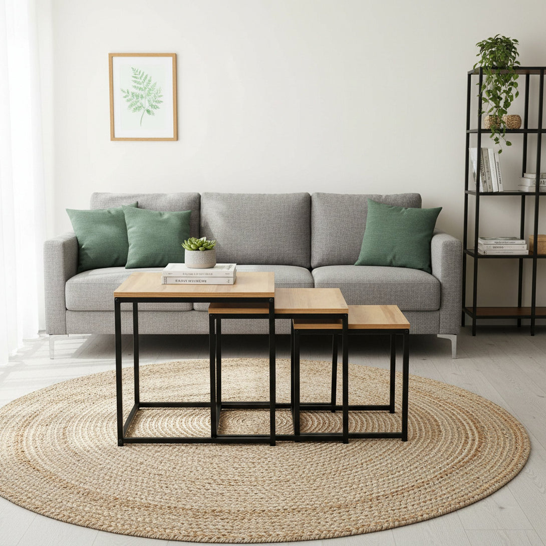 Trio 3 Piece Nesting Coffee Table Set - Oak