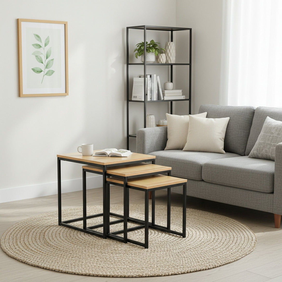 Trio 3 Piece Nesting Coffee Table Set - Oak