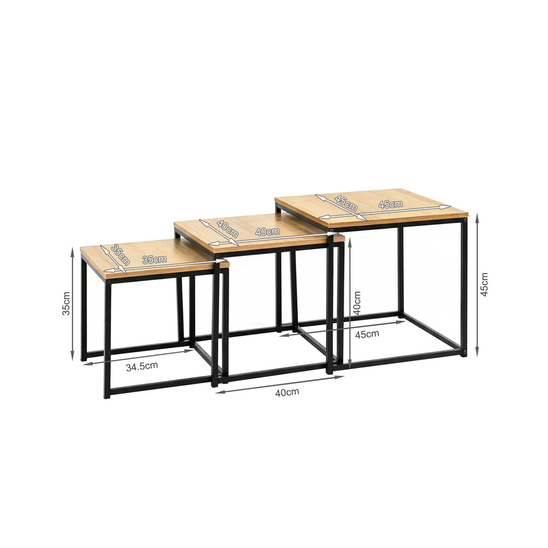 Trio 3 Piece Nesting Coffee Table Set - Oak