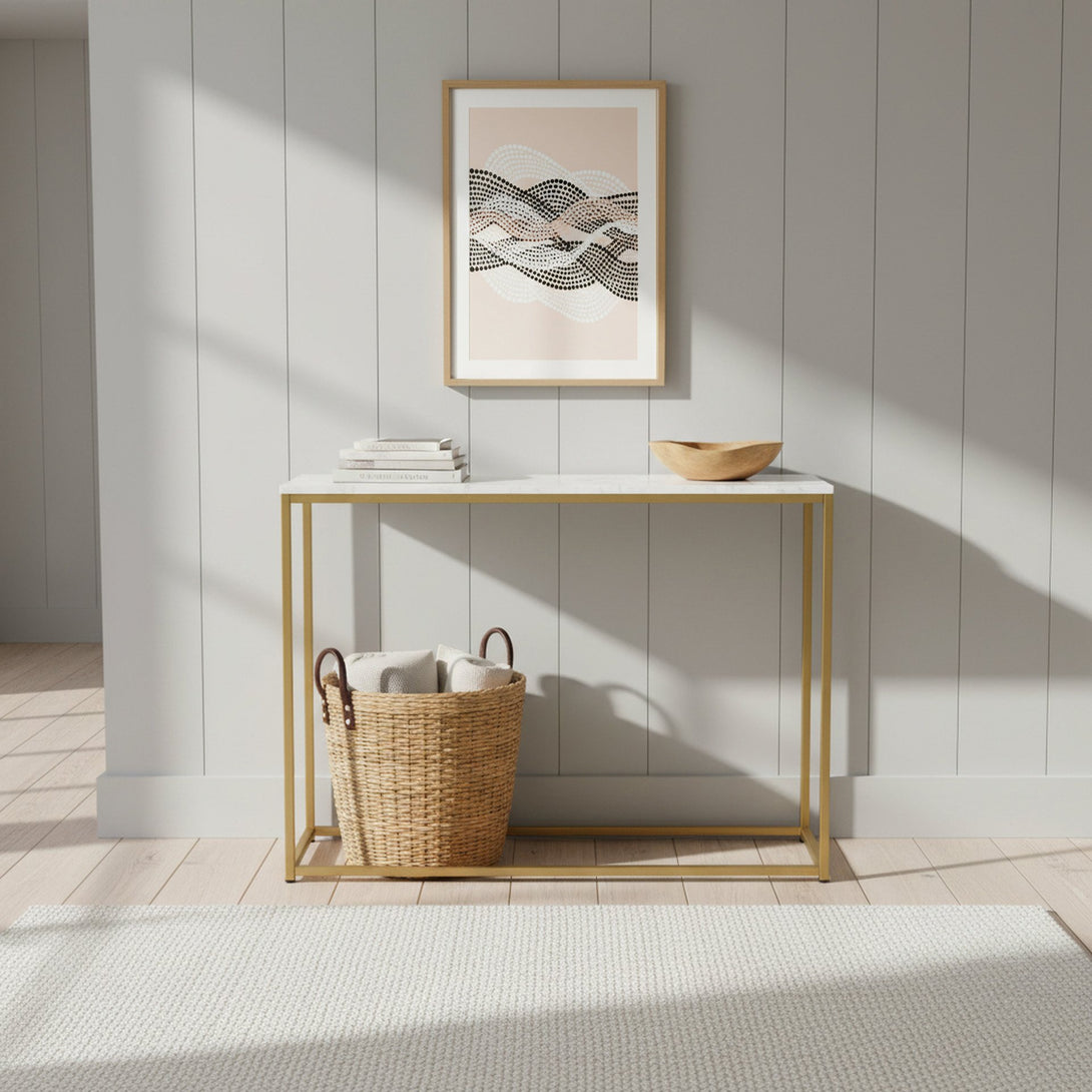Nimbus Console Table - White Marble Look