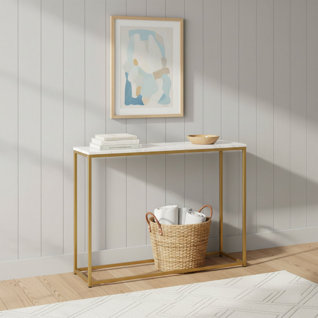 Nimbus Console Table - White Marble Look