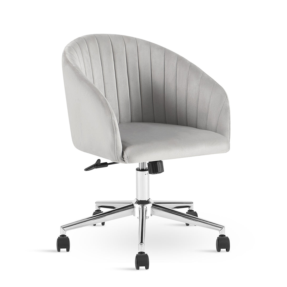 Morgan Velvet Office Chair - Light Grey