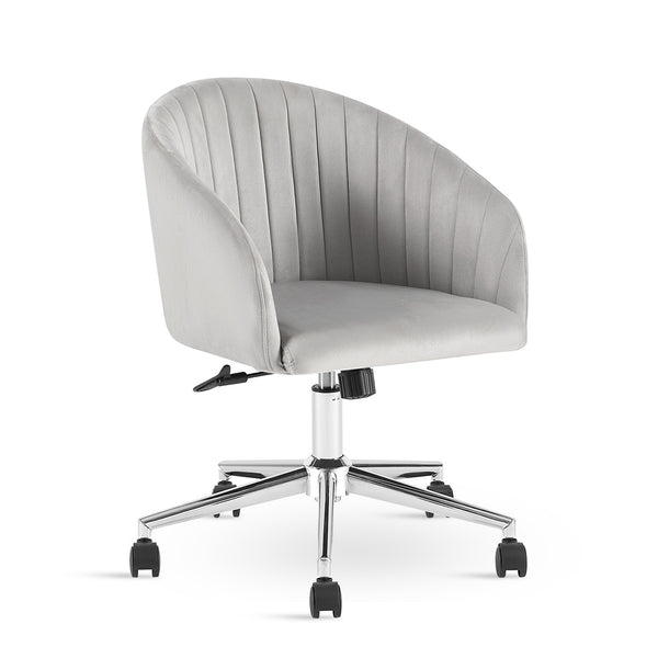 Morgan Velvet Office Chair - Light Grey