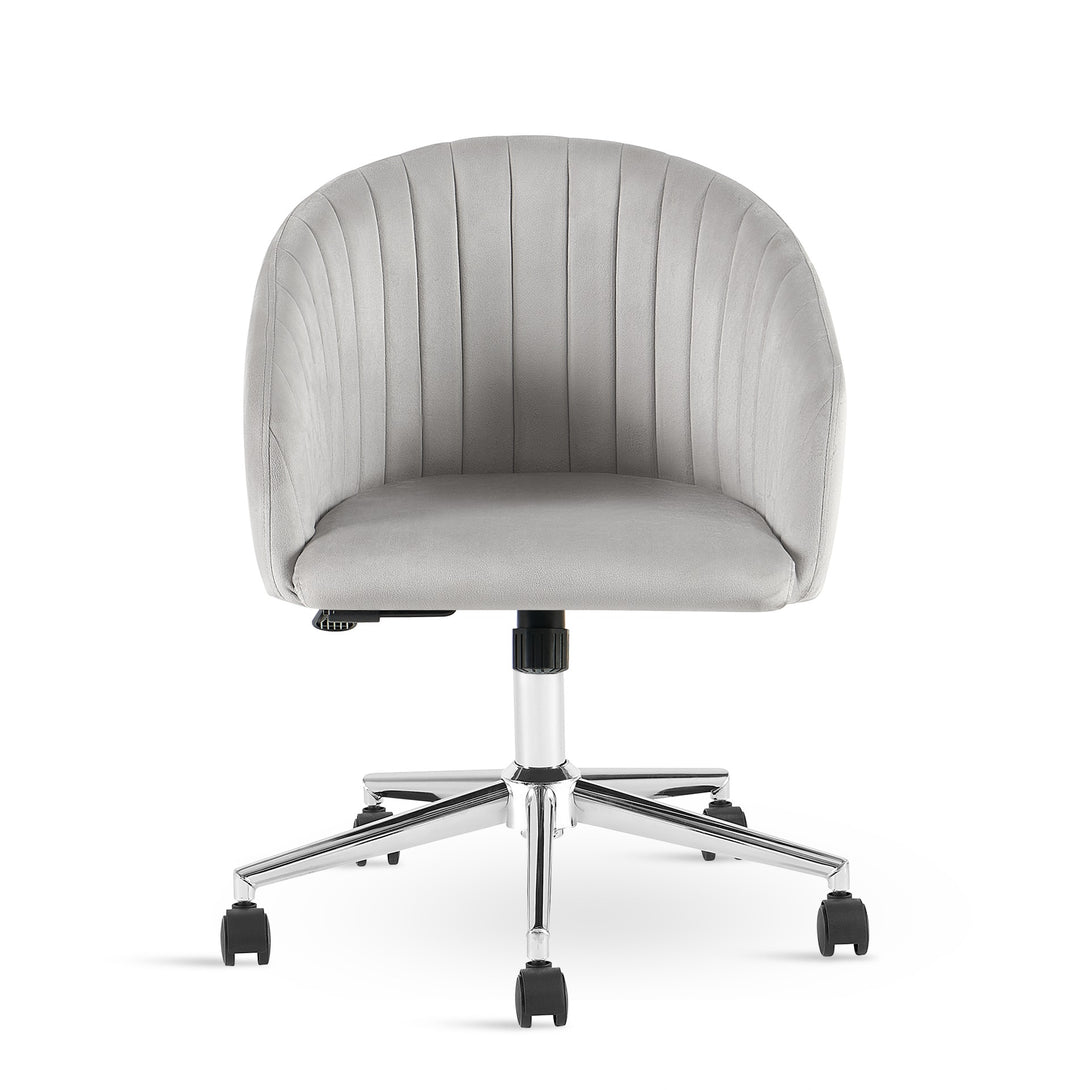 Morgan Velvet Office Chair - Light Grey