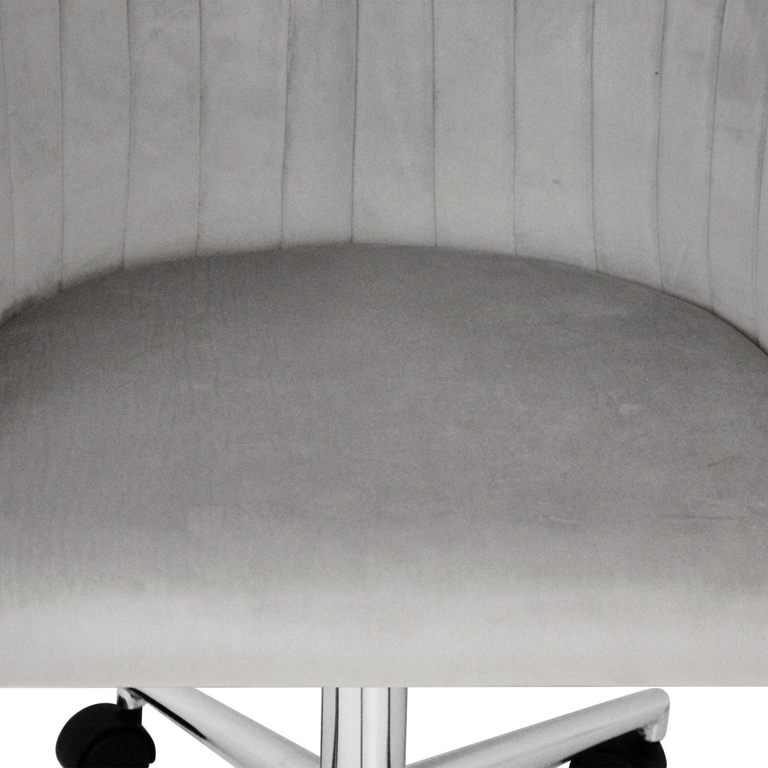 Morgan Velvet Office Chair - Light Grey