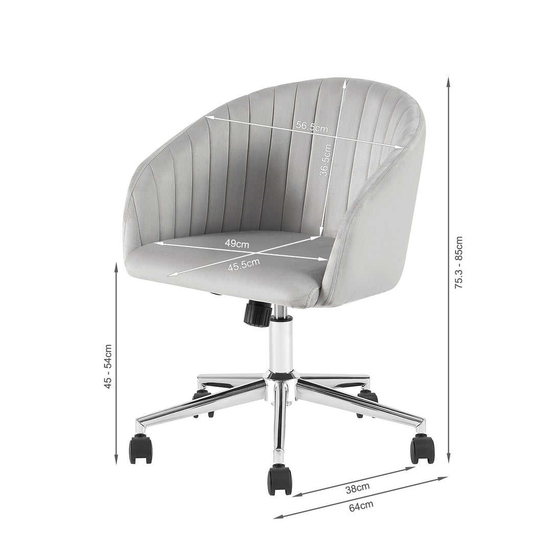 Morgan Velvet Office Chair - Light Grey