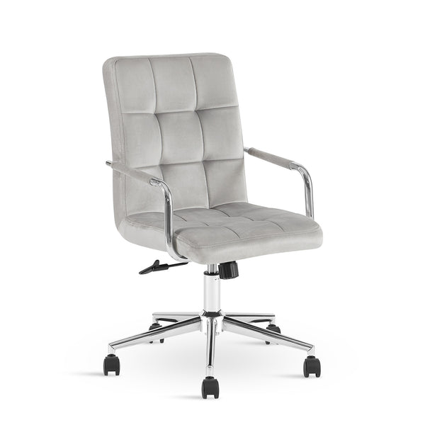 Eliezer Velvet Office Chair - Light Grey