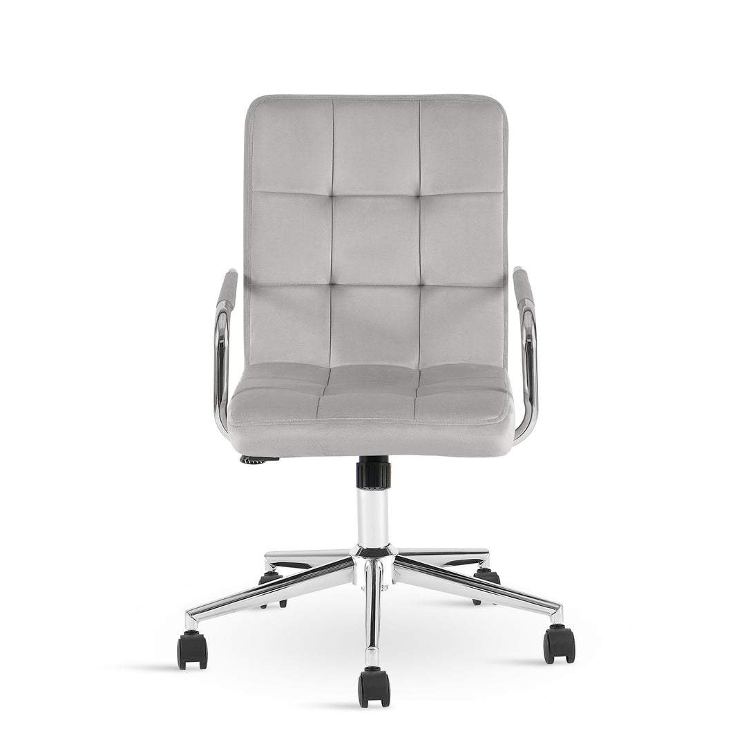 Eliezer Velvet Office Chair - Light Grey