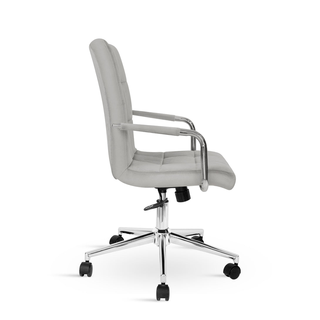 Eliezer Velvet Office Chair - Light Grey