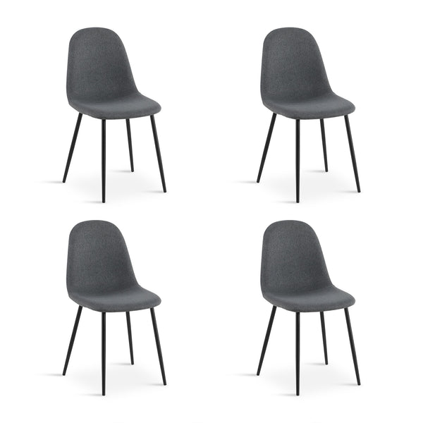 Arlo Linen Dining Chair - Set of 4 - Dark Grey