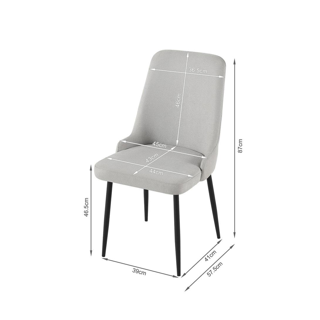 Oliro Linen Dining Chair - Set of 4 - Light Grey