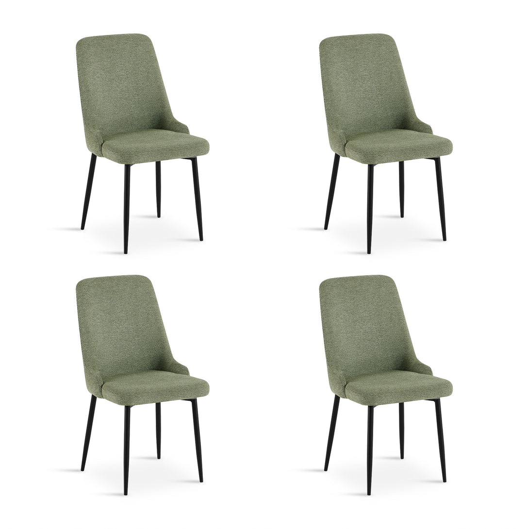 Oliro Linen Dining Chair - Set of 4 - Dark Green