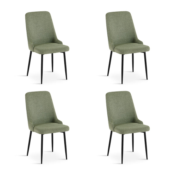 Oliro Linen Dining Chair - Set of 4 - Dark Green
