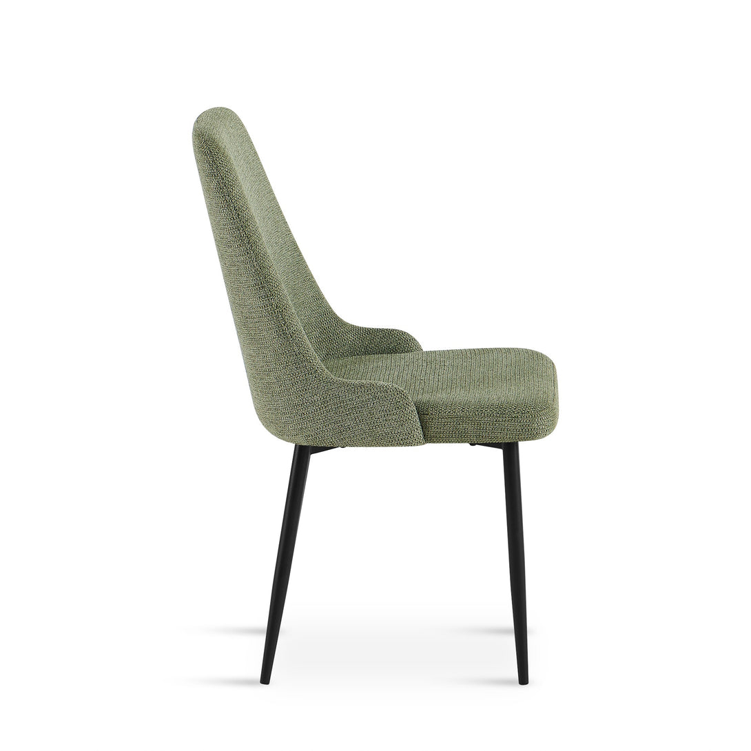 Oliro Linen Dining Chair - Set of 4 - Dark Green