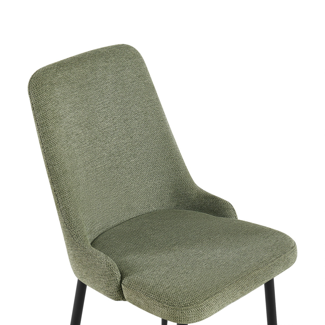 Oliro Linen Dining Chair - Set of 4 - Dark Green