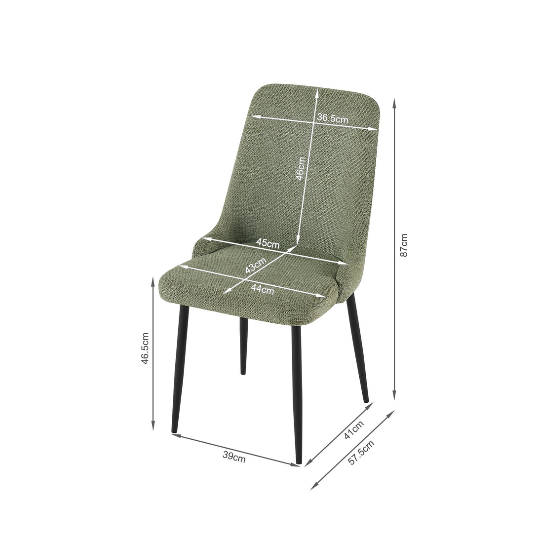 Oliro Linen Dining Chair - Set of 4 - Dark Green