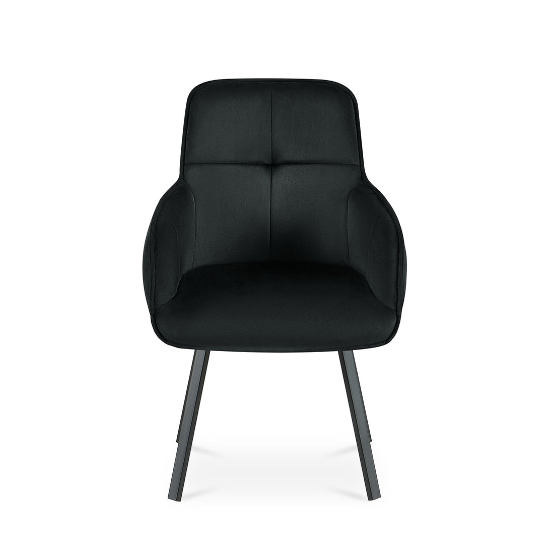 Elora Swivel Velvet Dining Chair - Set of 2 - Black