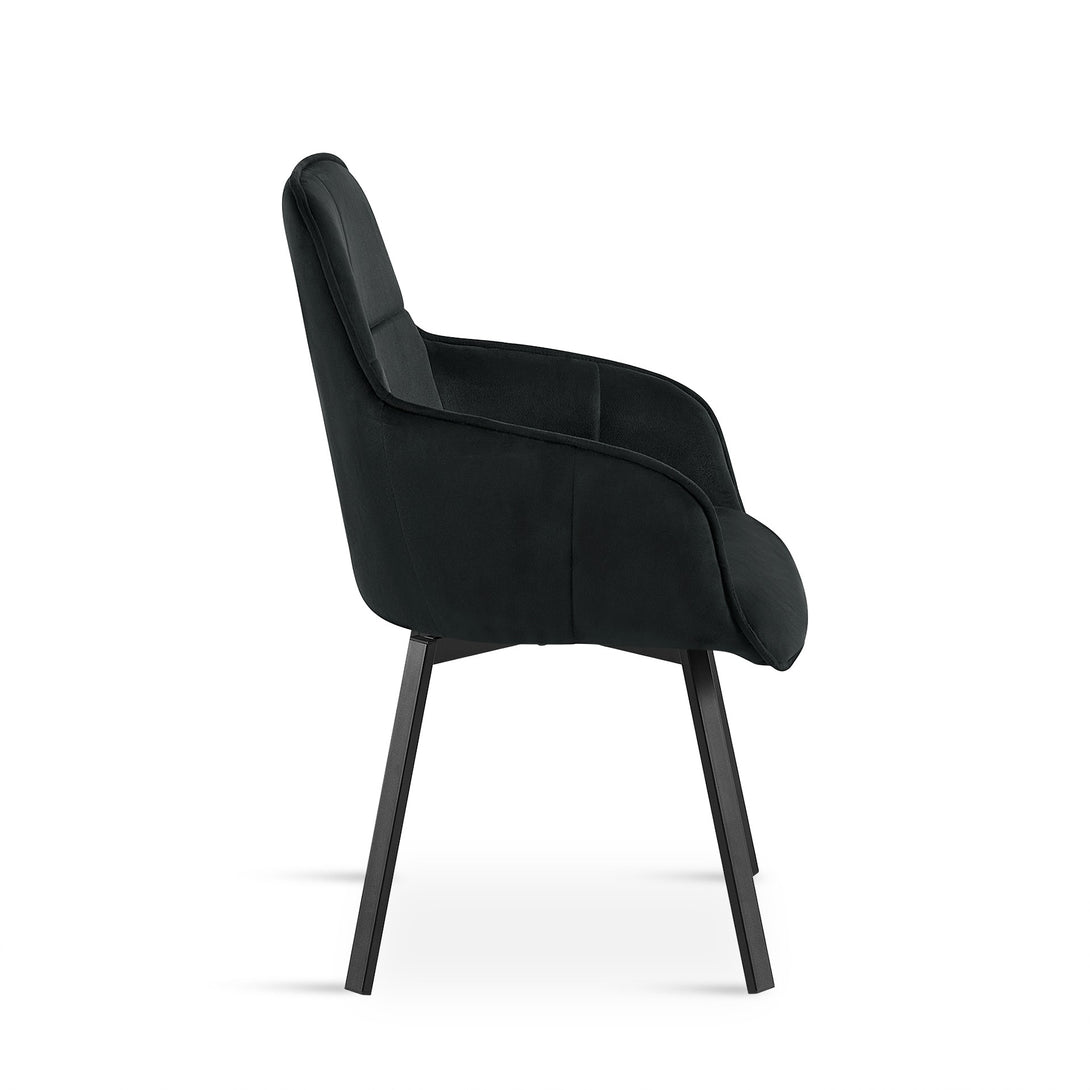 Elora Swivel Velvet Dining Chair - Set of 2 - Black