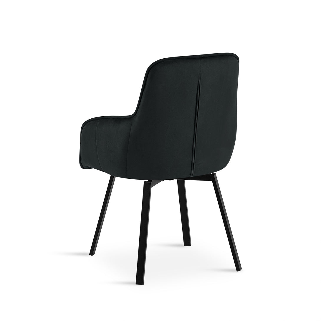 Elora Swivel Velvet Dining Chair - Set of 2 - Black