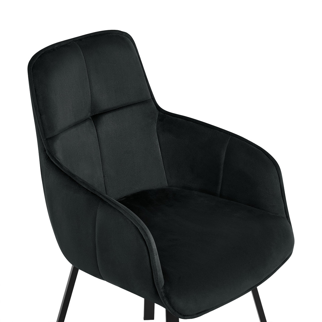 Elora Swivel Velvet Dining Chair - Set of 2 - Black