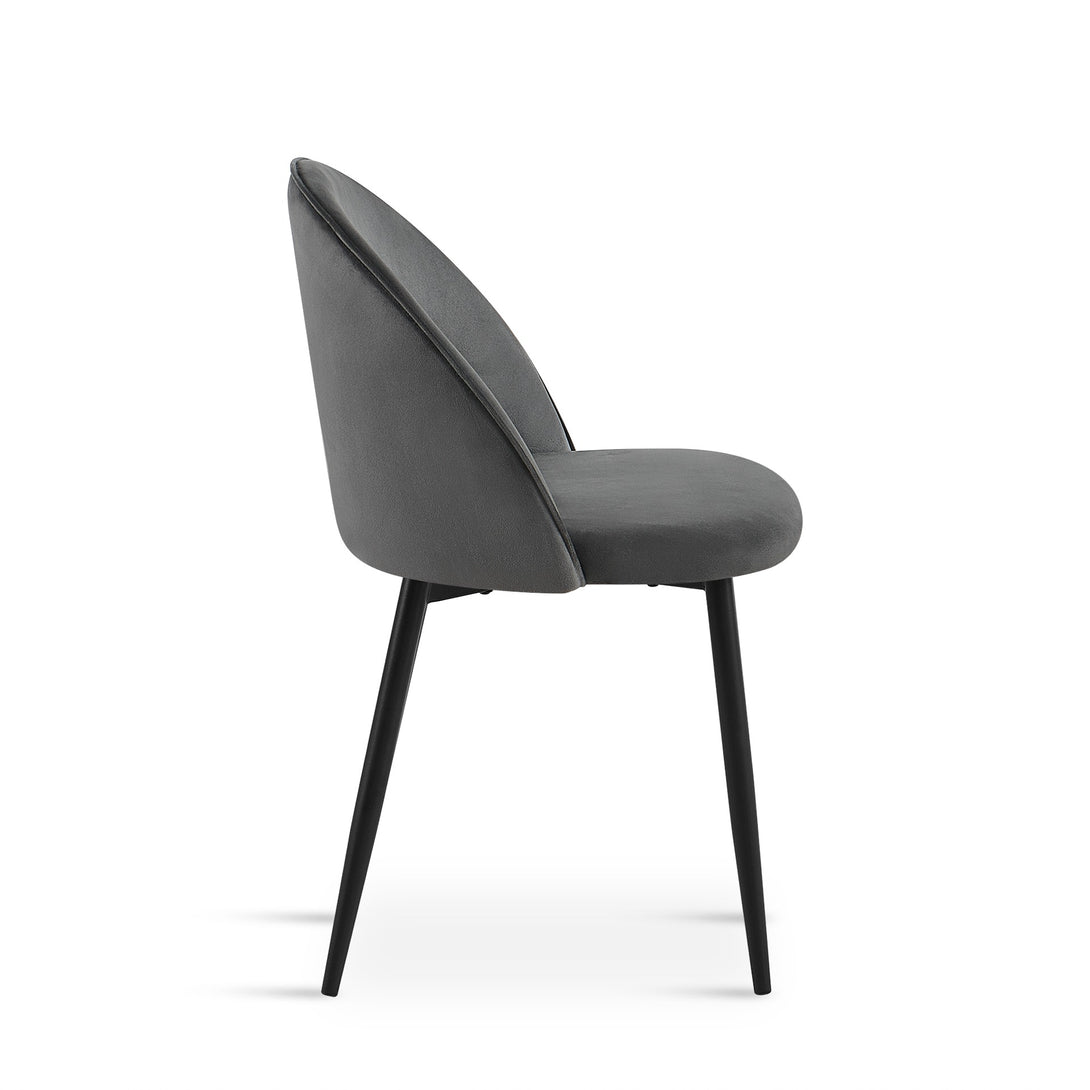 Avela Velvet Dining Chair - Set of 4 - Dark Grey